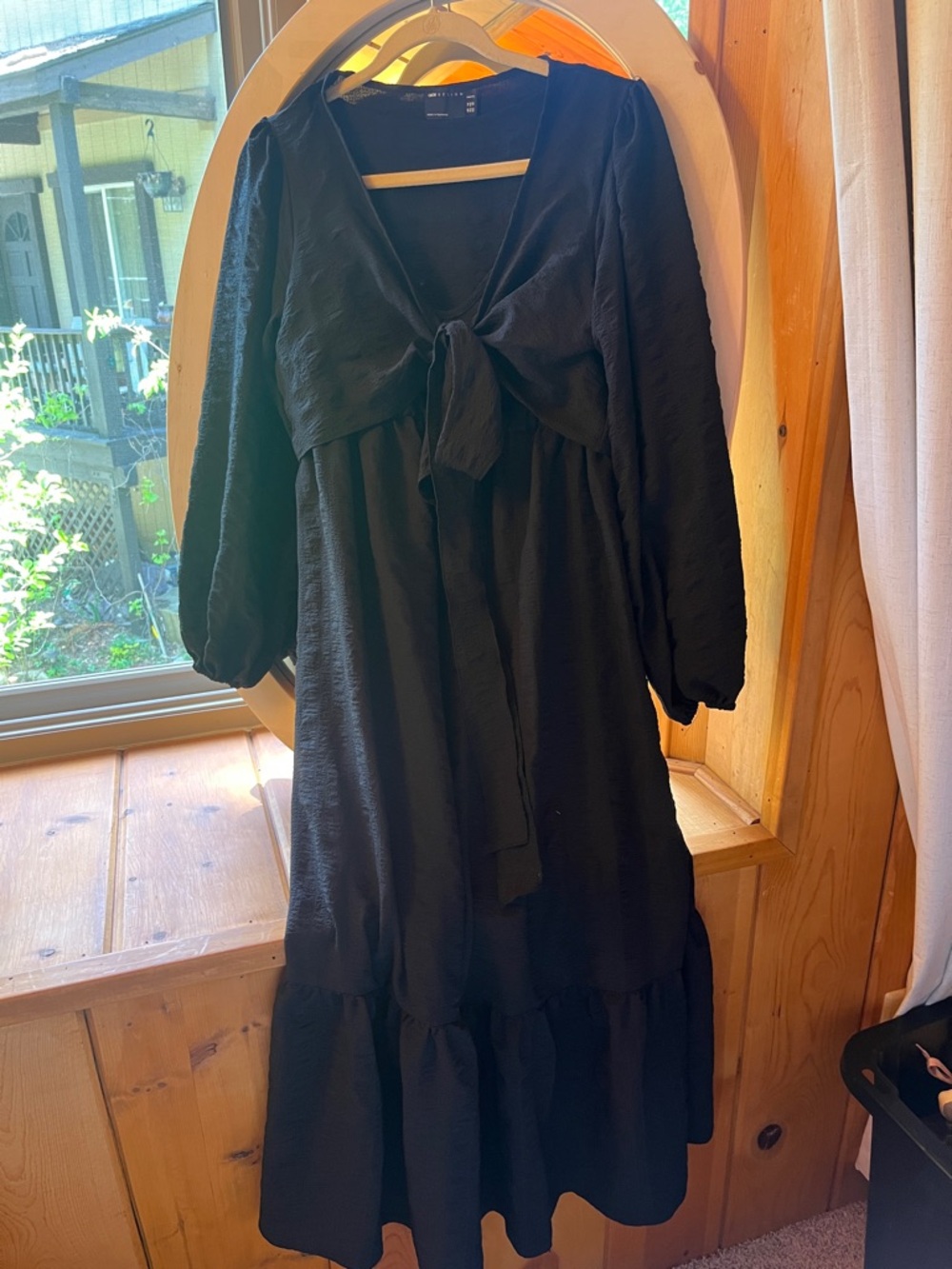 Asos Maternity Black Tie-Front Midi Dress